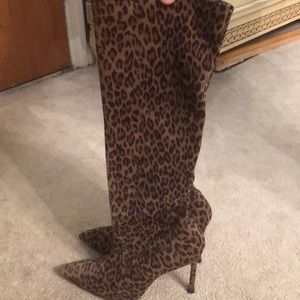 Manolo Blahnik leopard boots